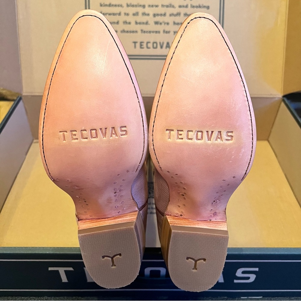 New In Box Tecovas The Abby Pink Frost Lizard Cowgirl Boots - Picture 5 of 7